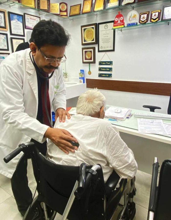 examining patient